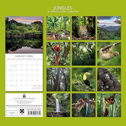 2026 Square Wall Calendar - Jungles