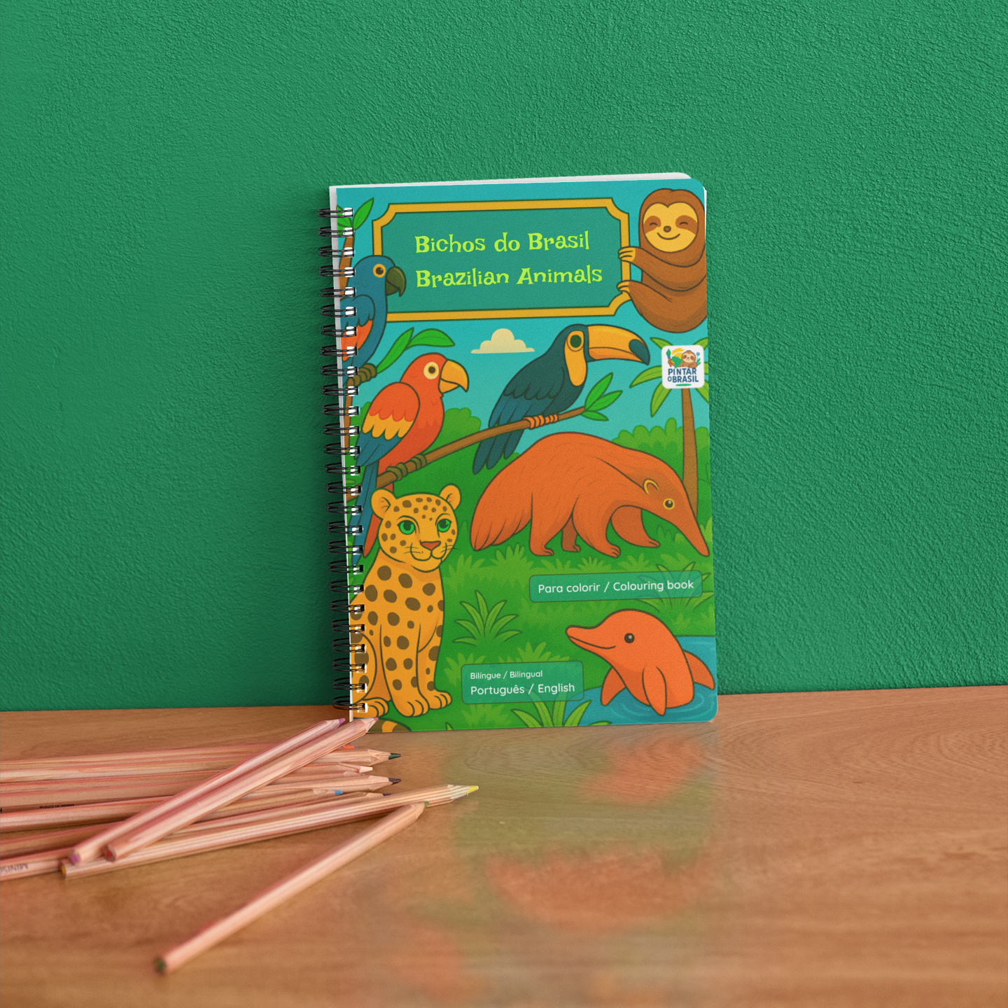 Bichos do Brasil - Brazilian Animals - Bilingual Colouring Book (Portuguese–English)