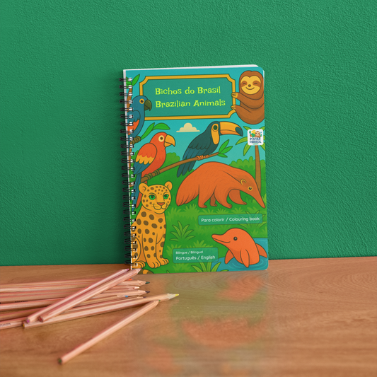 Bichos do Brasil - Brazilian Animals - Bilingual Colouring Book (Portuguese–English)