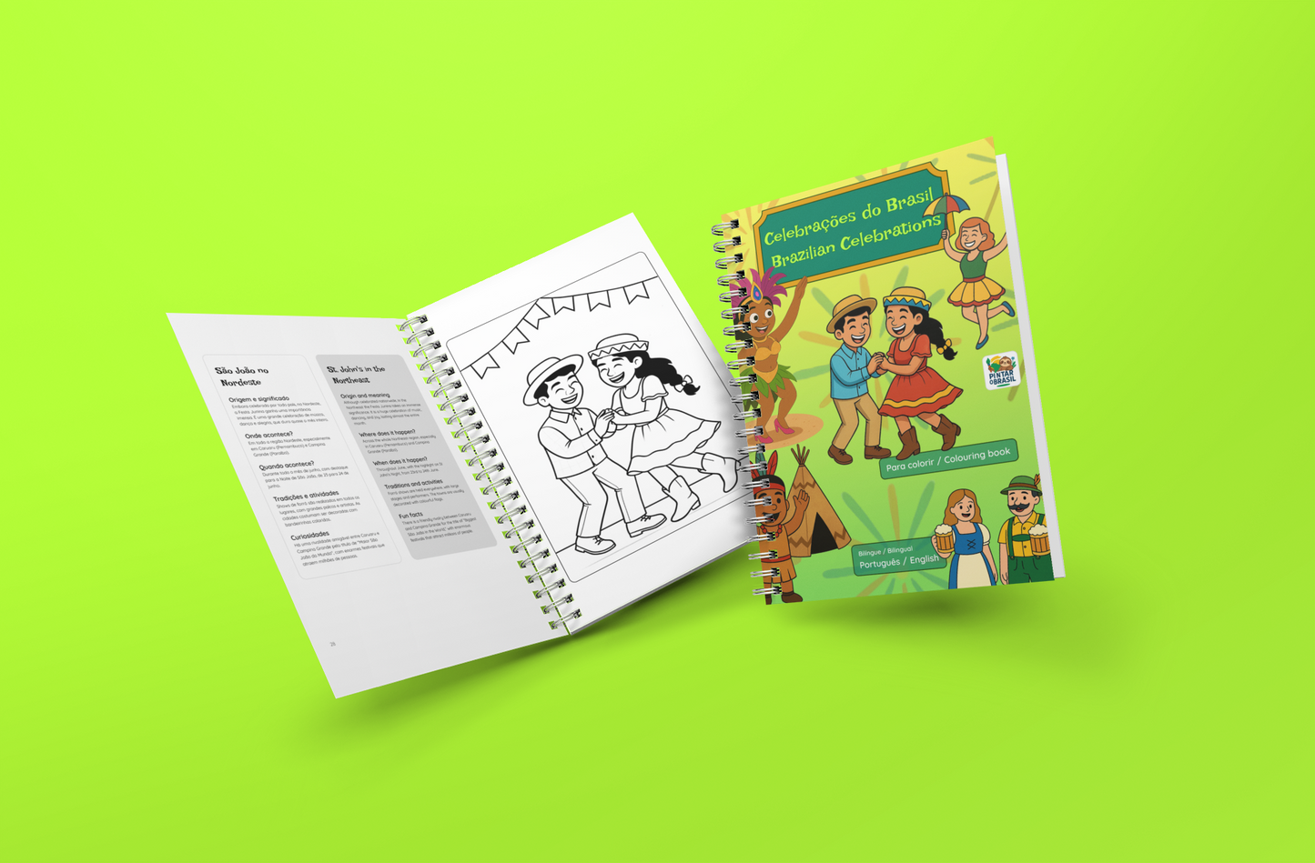 Celebrações do Brasil - Brazilian Celebrations - Bilingual Colouring Book (Portuguese–English)