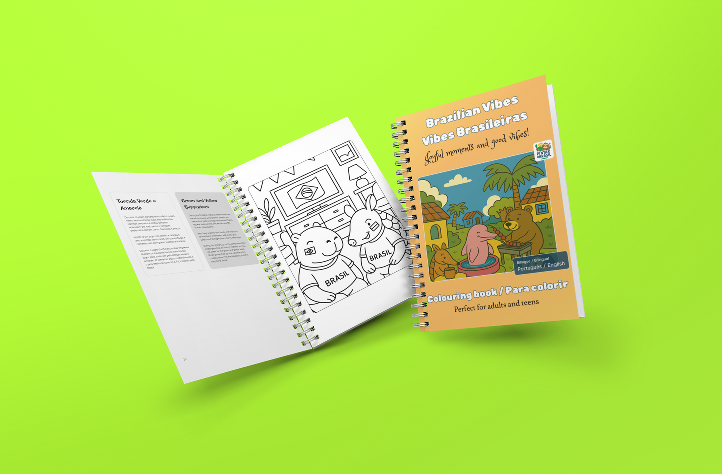 Vibes Brasileiras - Brazilian Vibes - Bilingual Colouring Book (Portuguese–English)